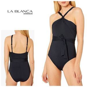 New. La Blanca black swimsuit with tie. Retails $149. Size 14